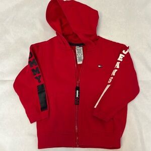 Tommy Hilfiger boys red zip up sweatshirt. Size 4T
